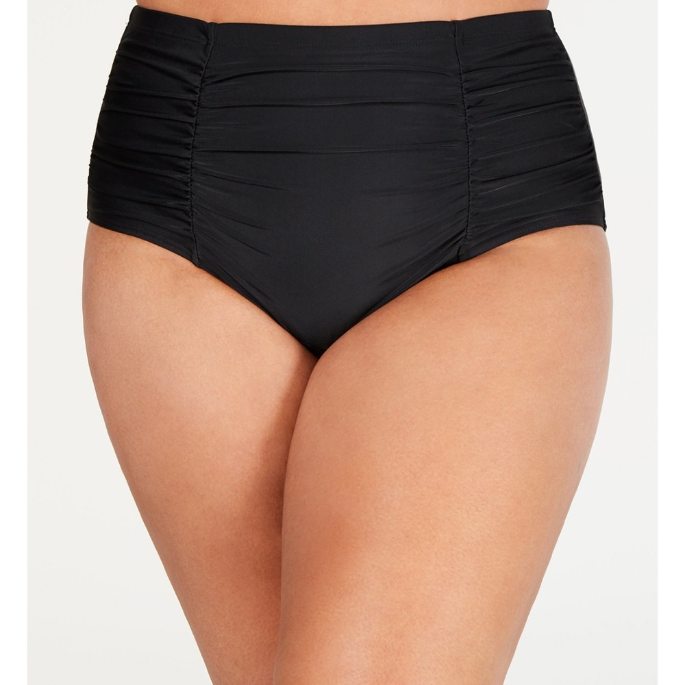 Ruched Black Swim Bottom